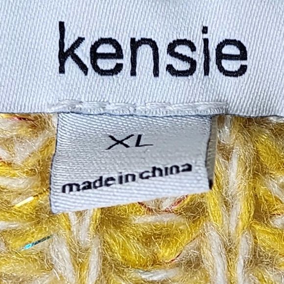 Kensie Yellow Metallic Knit Cozy Sweater Size XL - Picture 6 of 9